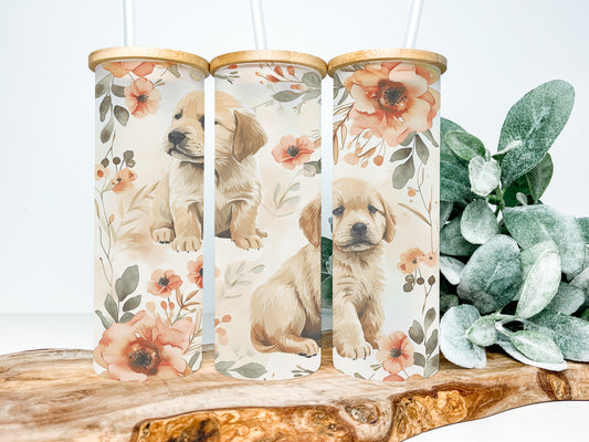 Golden Retriever Dog 25oz Frosted Glass Tumbler, Dog Tumbler, Rescue Tumbler,  Golden Retriever Dog Tumbler