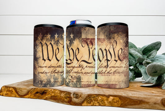 We The People 4 in 1 Can Cooler, Fits all - Stainless Steel Can Cooler for 12oz Regular or Slim Cans & Bottles, We The People Can Cooler