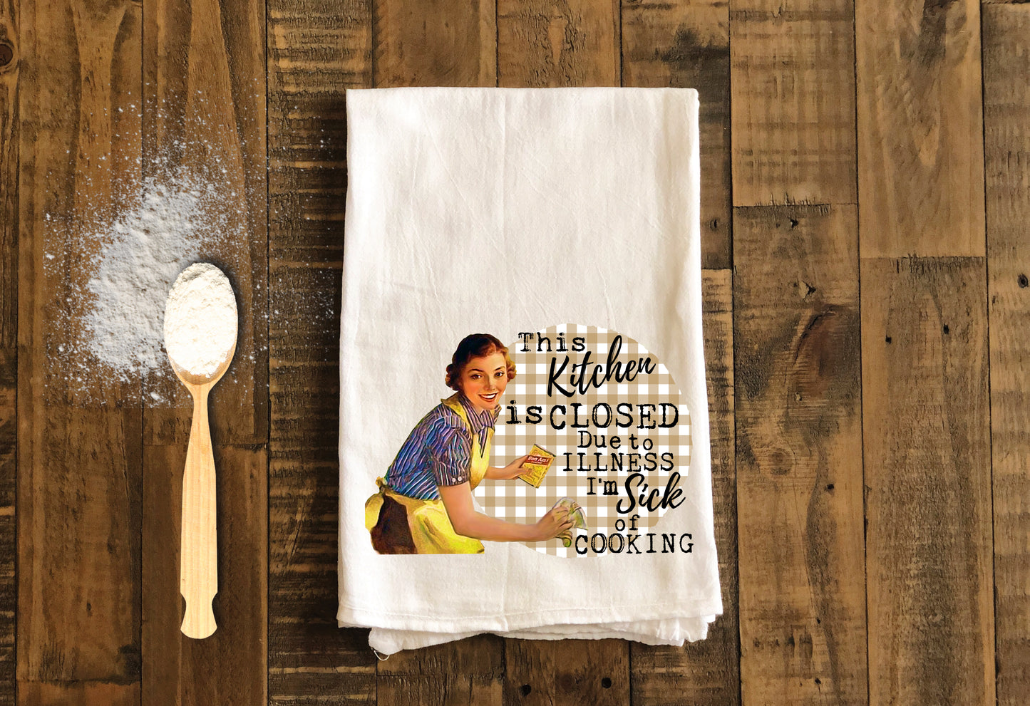 This Kitchen is Closed - Funny Kitchen Tea Towels - Humorous Flour Sack Dish Towel - Hilarious Housewarming Gift Kitchen Decor