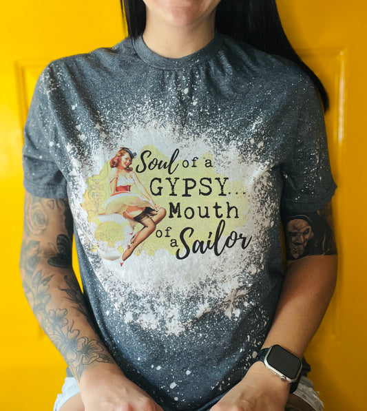 Mouth of a Sailor Tee Shirt, Retro Housewife Bleached Tee