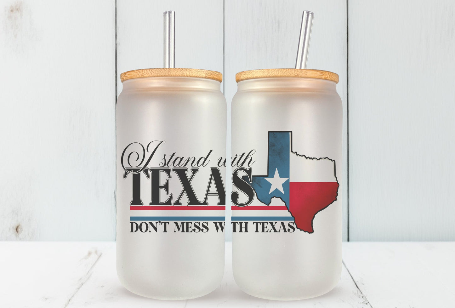 I Stand With Texas Glass Can