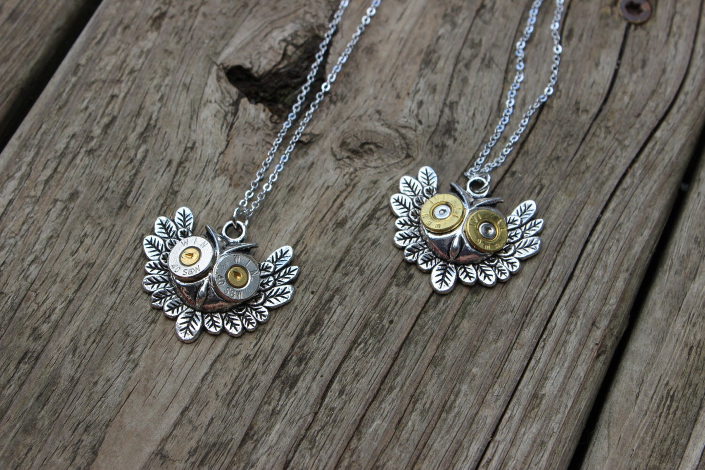 Handmade Owl Bullet Necklace in Silver OR Antique Brass, Owl Necklace, Bullet Jewelry, Owl Jewelry