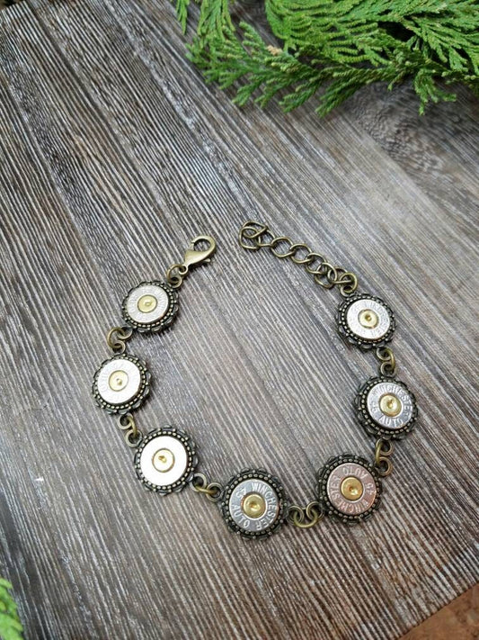 Handmade Bullet Bracelet in Antique Brass, Bullet Jewelry