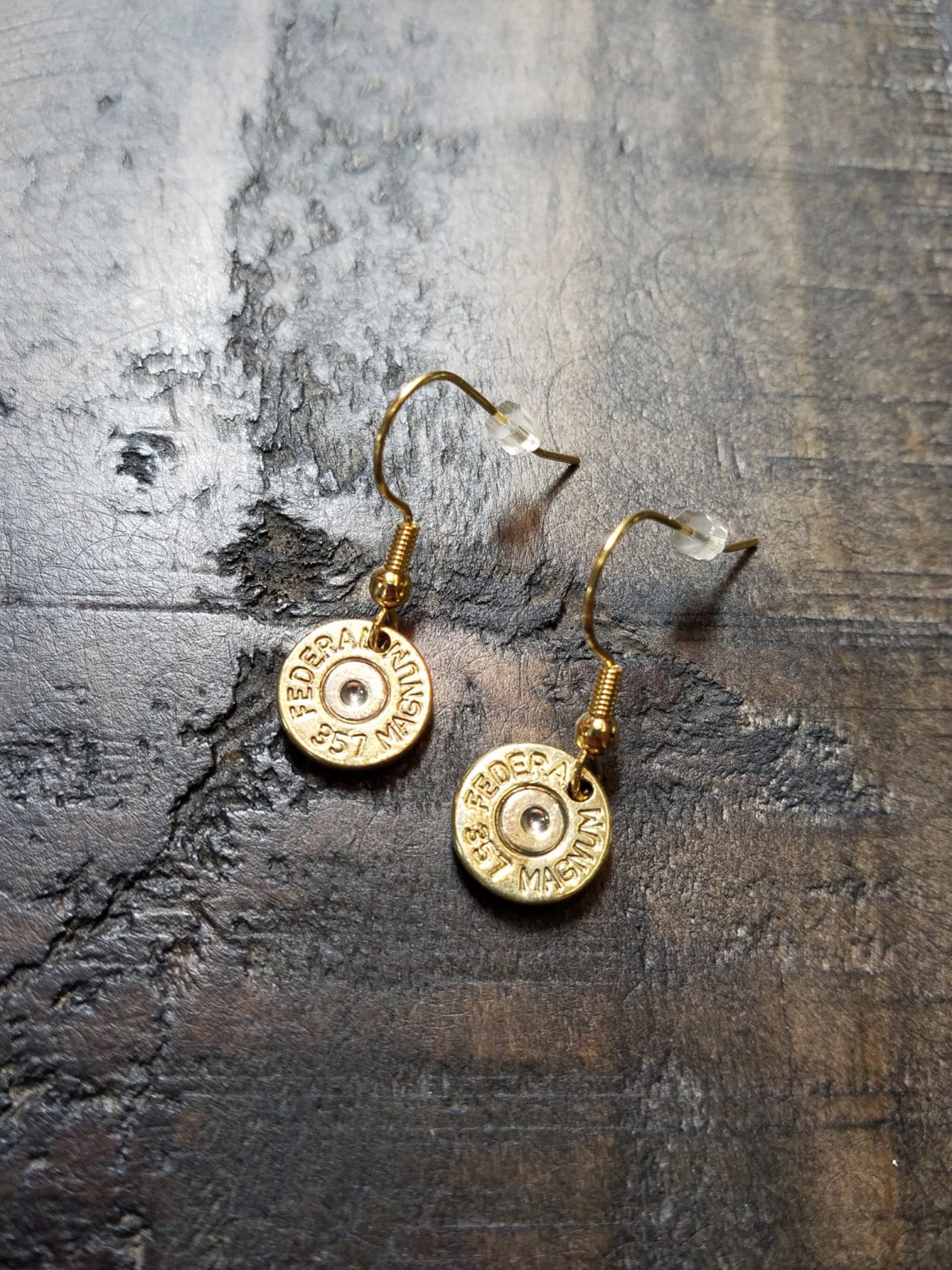 Handmade Brass Hanging Dangle Bullet Earrings. Hanging Bullet Earrings