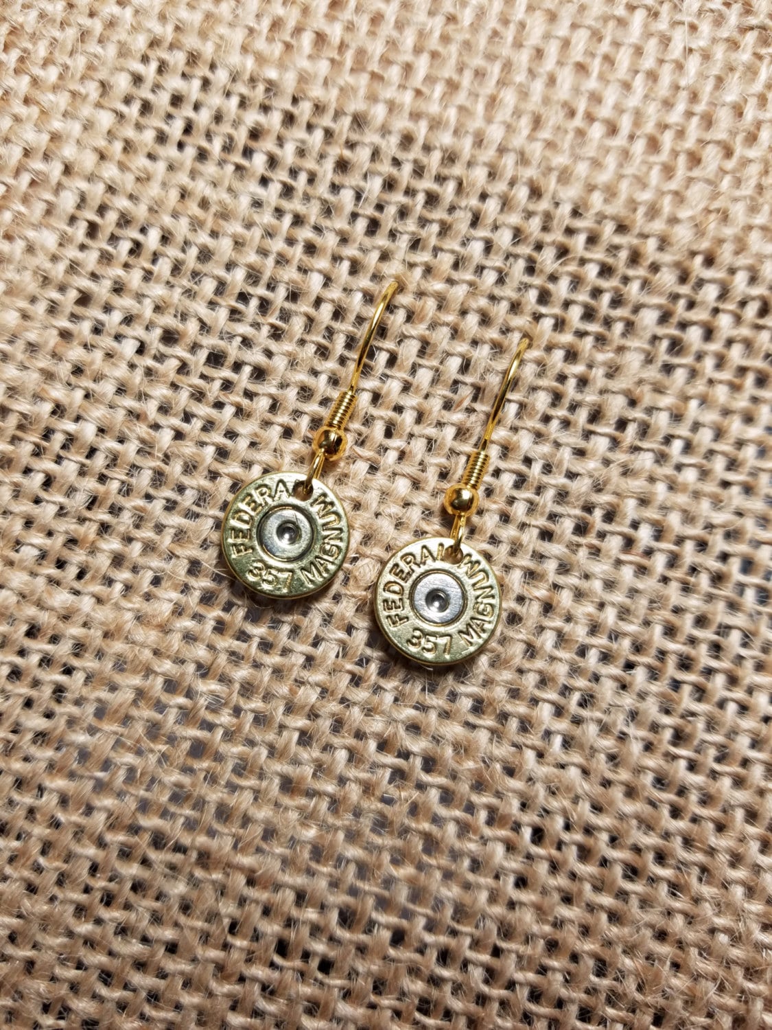 Handmade Brass Hanging Dangle Bullet Earrings. Hanging Bullet Earrings