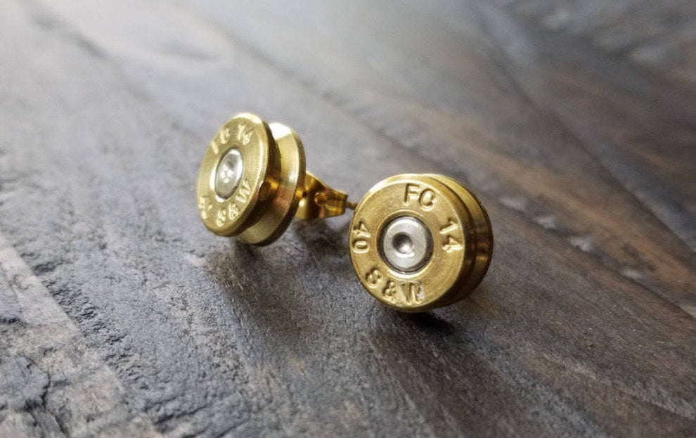 Handmade Bullet Post Earrings, Bullet Stud Earrings, Bullet Earrings, Nickel or Brass THICK CUT