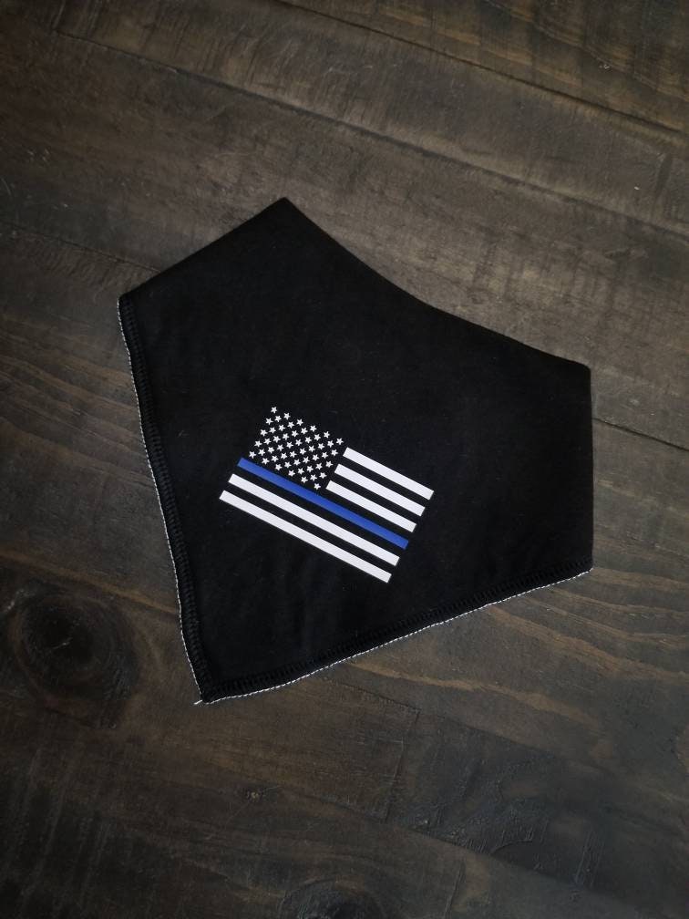 Thin Blue Line Baby Bib Baby Bib - Law Enforcement - Police Flag - American Flag - Blue Line Flag - Police