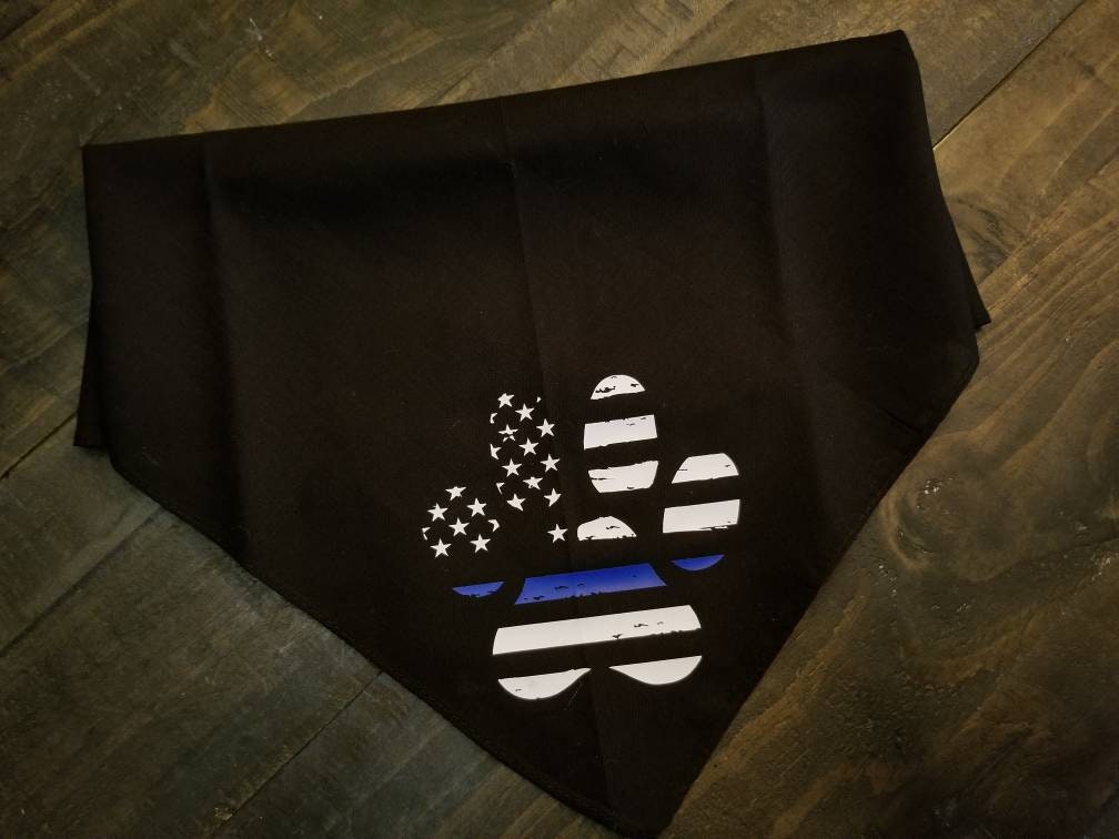 Thin Blue Line Dog Bandana K9 Bandana Doggy Bandana - Law Enforcement - Back the Blue - American Flag - Blue Line Flag - Police Dog