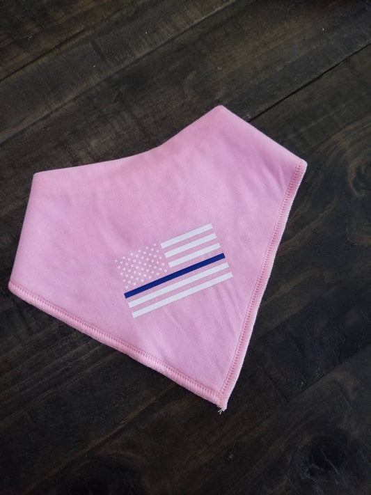 Thin Blue Line Baby Bib Pink Baby Bib - Law Enforcement - Police Flag - American Flag - Blue Line Flag - Police