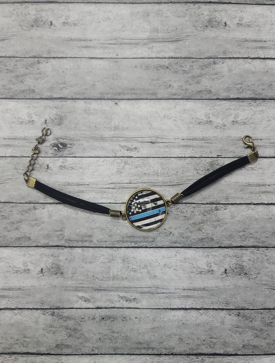 Thin Blue Line Flag Bracelet, Thin Blue Line Bracelet, Thin Blue Line Gift, Police Mom Police Wife, Blue Line Flag