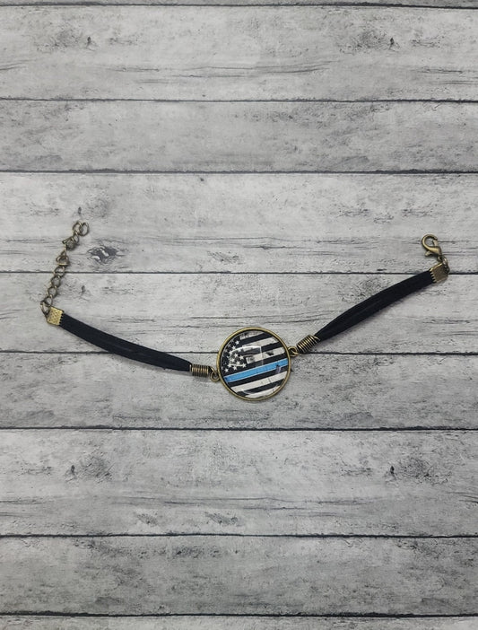 Thin Blue Line Flag Bracelet, Thin Blue Line Bracelet, Thin Blue Line Gift, Police Mom Police Wife, Blue Line Flag