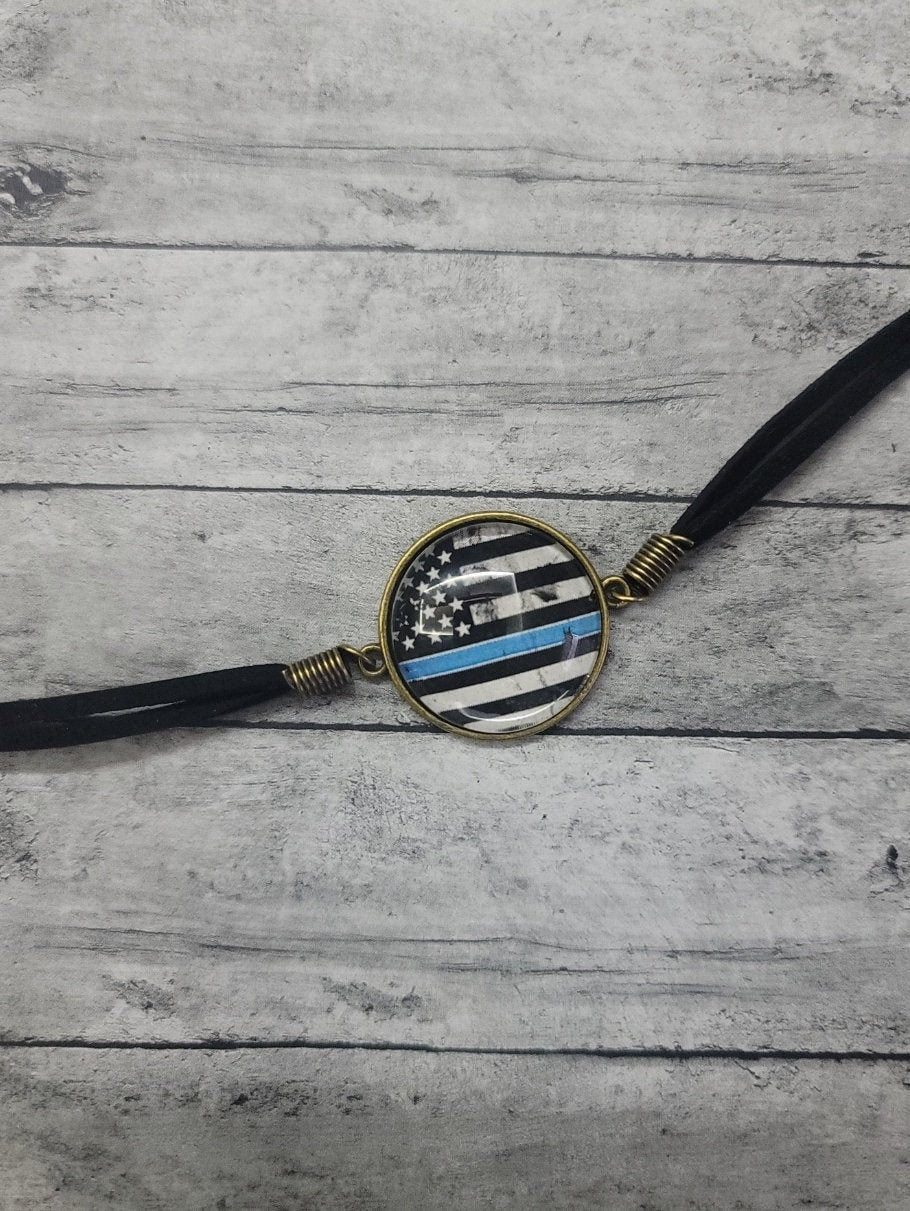 Thin Blue Line Flag Bracelet, Thin Blue Line Bracelet, Thin Blue Line Gift, Police Mom Police Wife, Blue Line Flag