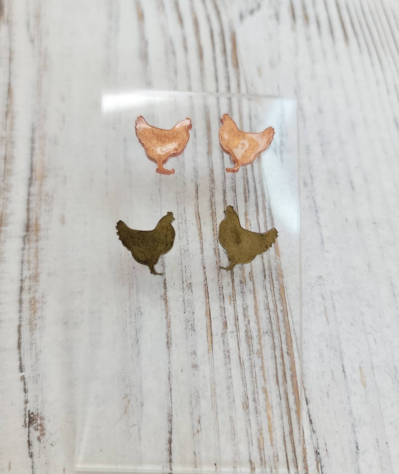 Chicken Stud Earrings, Chicken Earrings, Chicken Post Earrings, Gifts for Her, Glitter Earrings