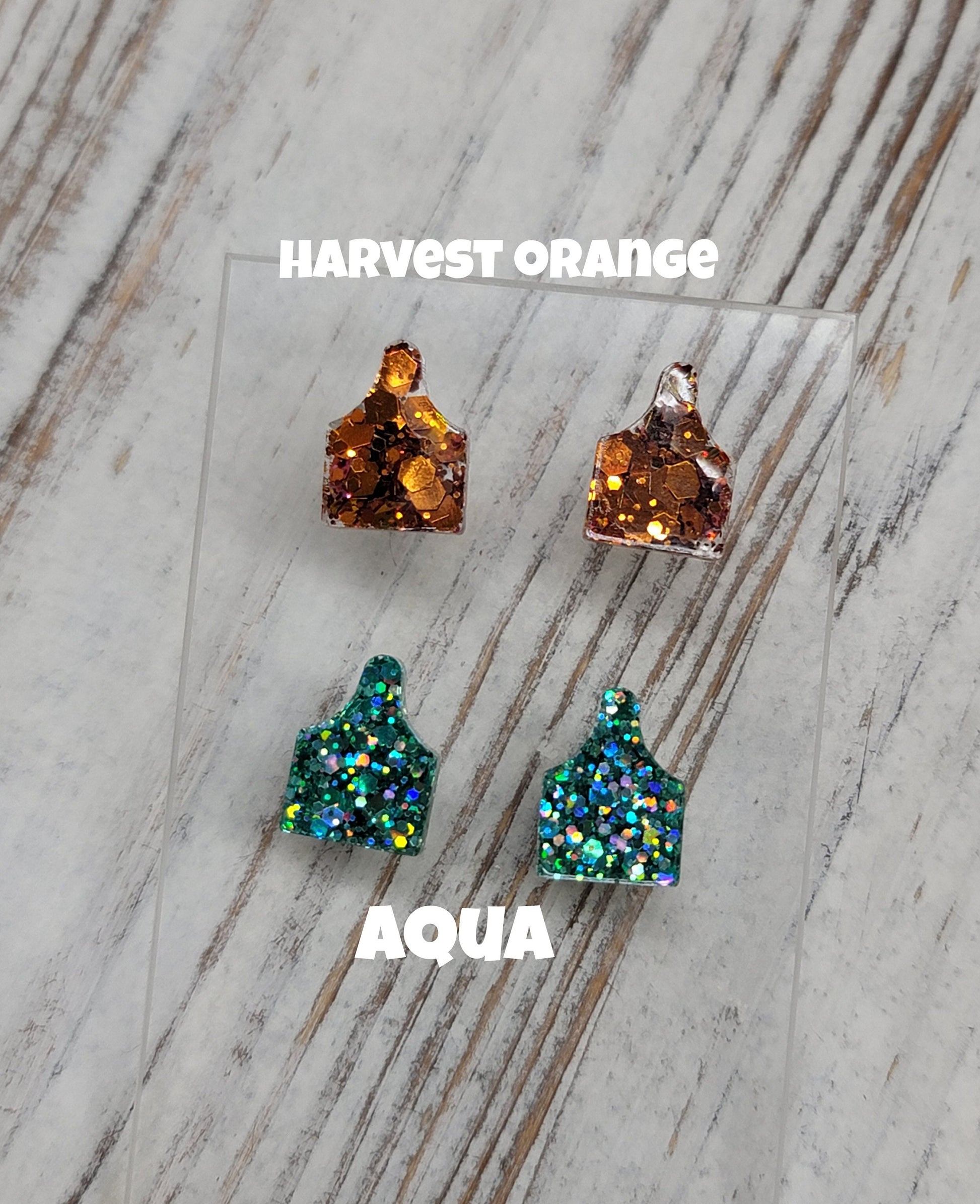 Custom Glitter Cow Tag Stud Earrings, Cow Tag Earrings, Cattle Tag Stud Earrings Cattle Tag Earrings, Fun Earrings, Cattle Tag Jewelry