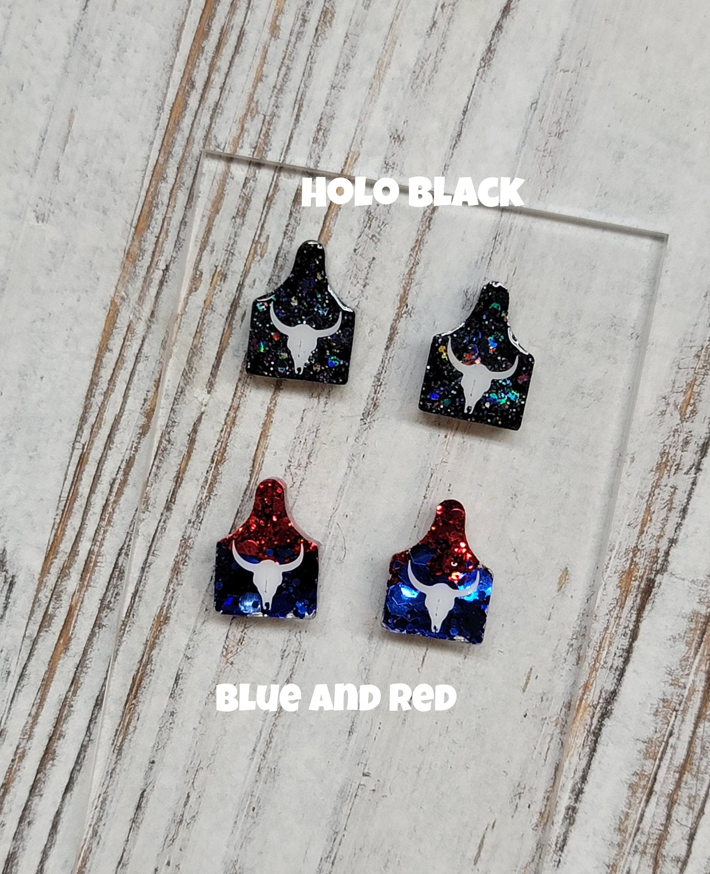 Glitter Cow Tag Stud Earrings, Cow Tag Earrings, Cattle Tag Stud Earrings Cattle Tag Earrings, Fun Earrings, Cattle Tag Jewelry