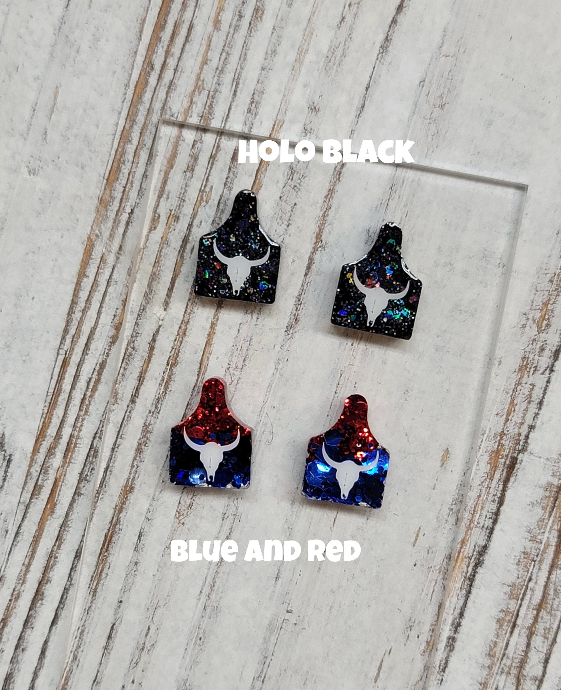 Glitter Cow Tag Stud Earrings, Cow Tag Earrings, Cattle Tag Stud Earrings Cattle Tag Earrings, Fun Earrings, Cattle Tag Jewelry