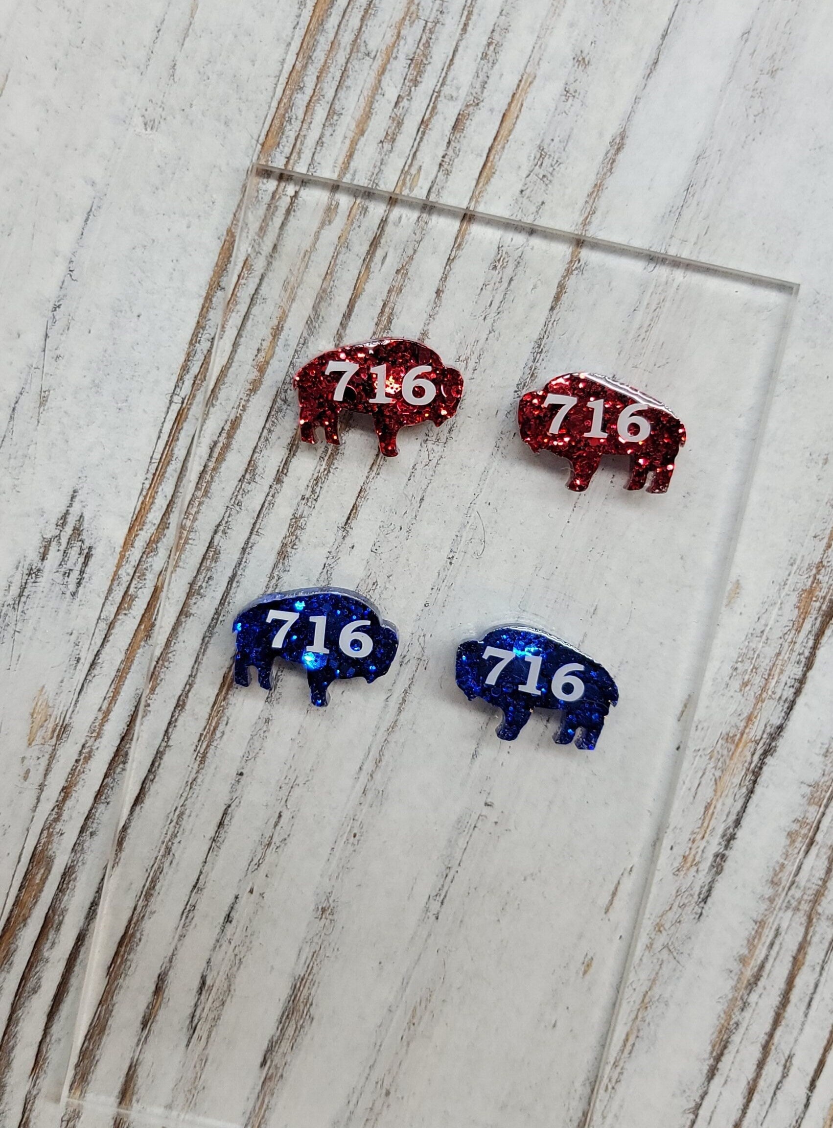 Chunky Glitter 716 Buffalo Stud Earrings, 716 Buffalo Earrings, 716 Buffalo Post Earrings, Fun Earrings, Buffalo Jewelry