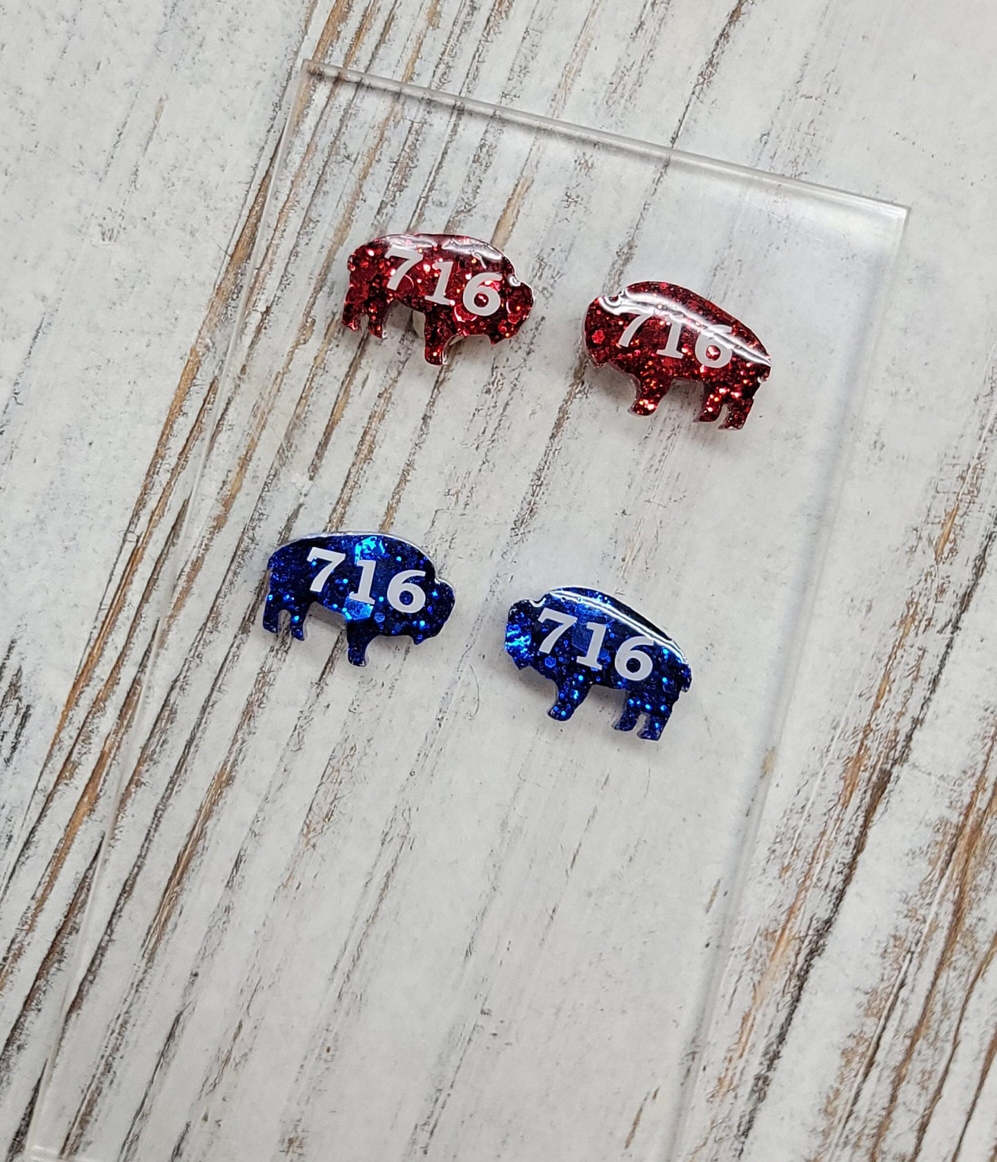 Chunky Glitter 716 Buffalo Stud Earrings, 716 Buffalo Earrings, 716 Buffalo Post Earrings, Fun Earrings, Buffalo Jewelry