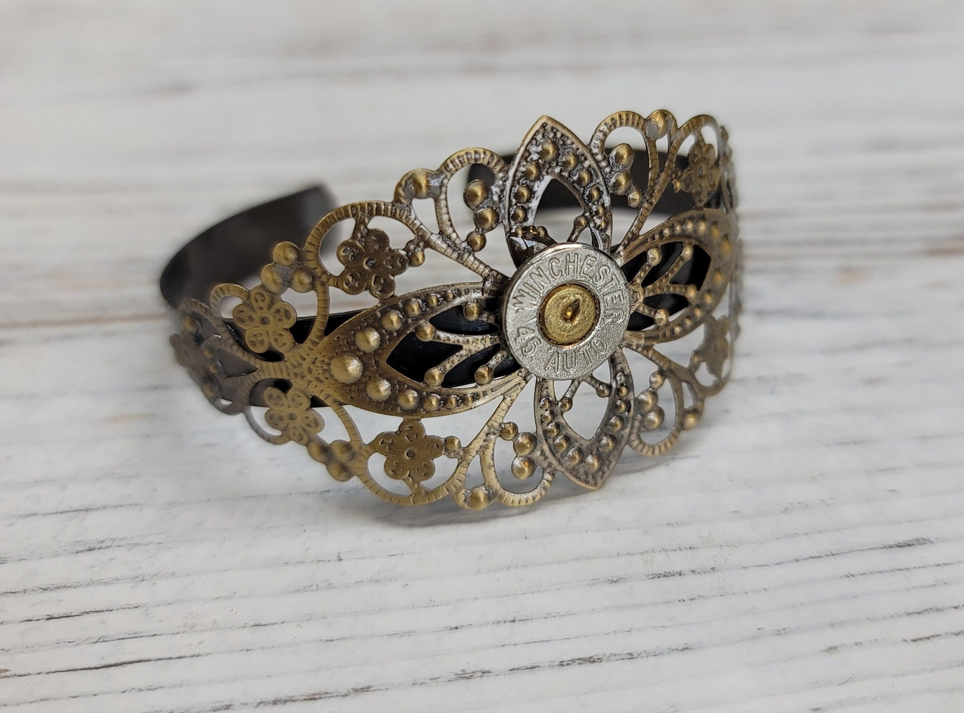Handmade Filigree Bullet Cuff Bullet Bracelet, Country Wedding Jewelry