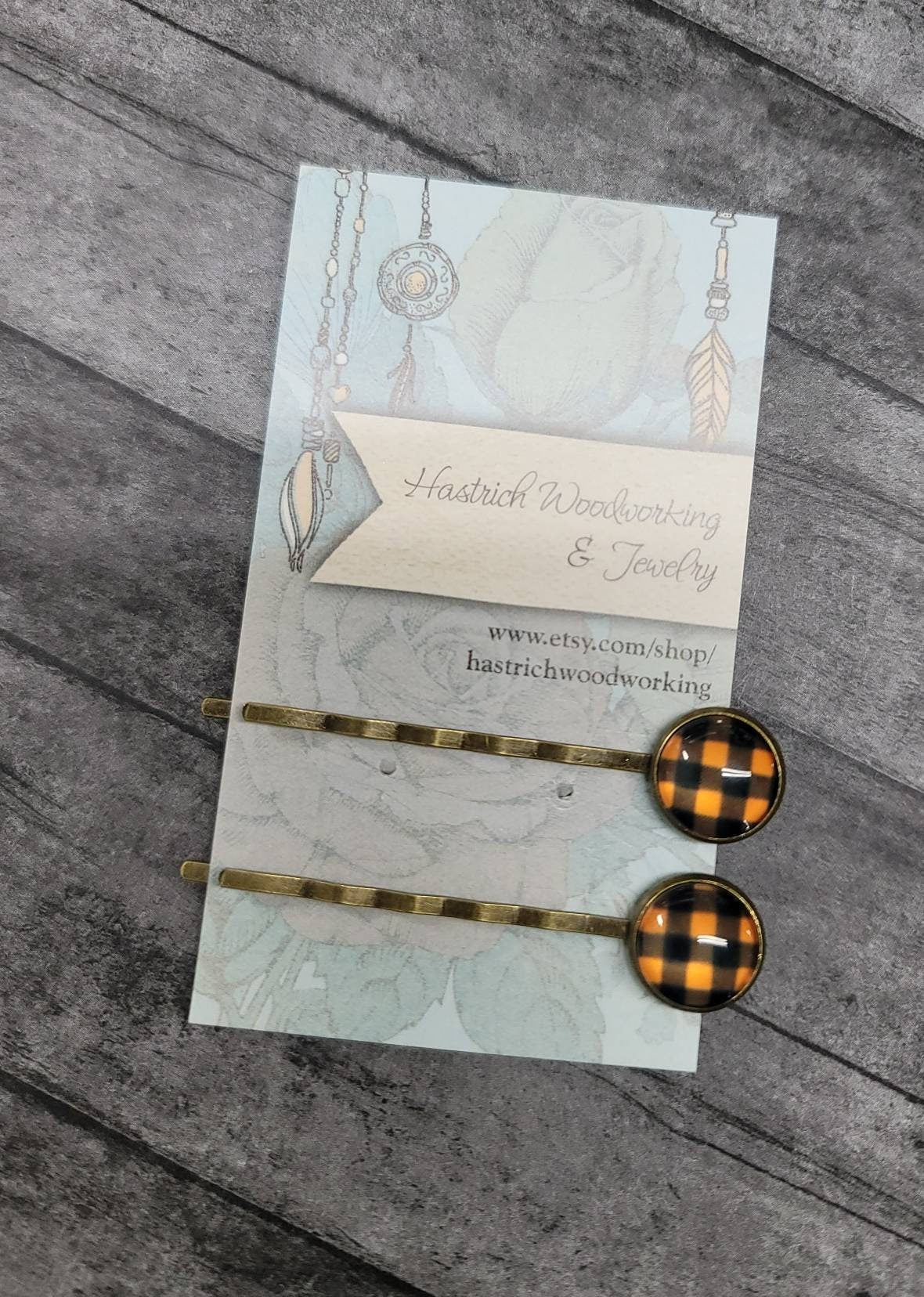 Orange Plaid Hair Pins, Plaid Bobby Pins, Orange Buffalo Plaid Hair Pins, Fall Plaid Hair Pins, Fall Plaid, Fall Hair Pins Bobby Pins