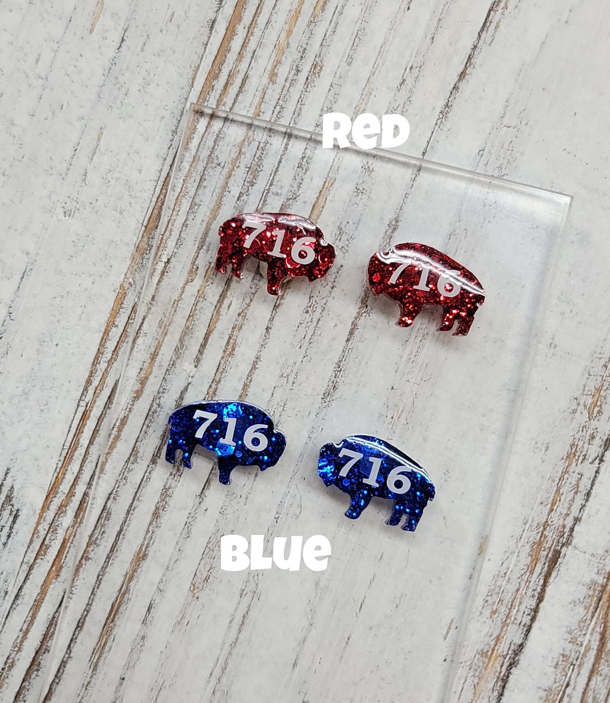 Chunky Glitter 716 Buffalo Stud Earrings, 716 Buffalo Earrings, 716 Buffalo Post Earrings, Fun Earrings, Buffalo Jewelry