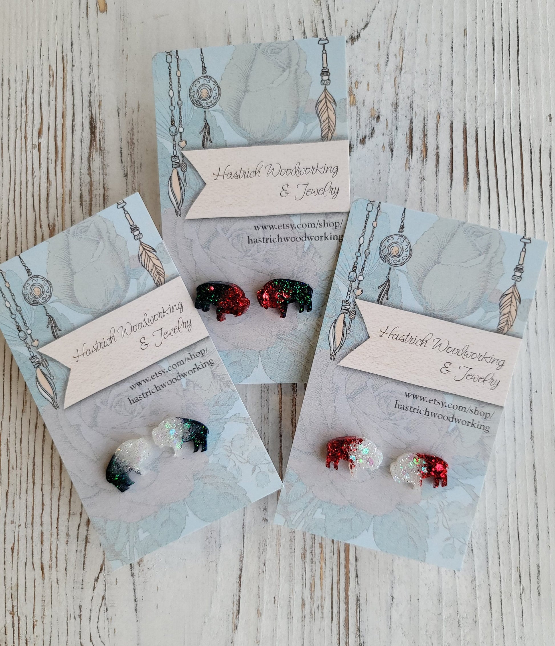 Christmas Chunky Glitter Buffalo Stud Earrings, Christmas Buffalo Earrings, Christmas Buffalo Post Earrings, Fun Earrings, Buffalo Jewelry