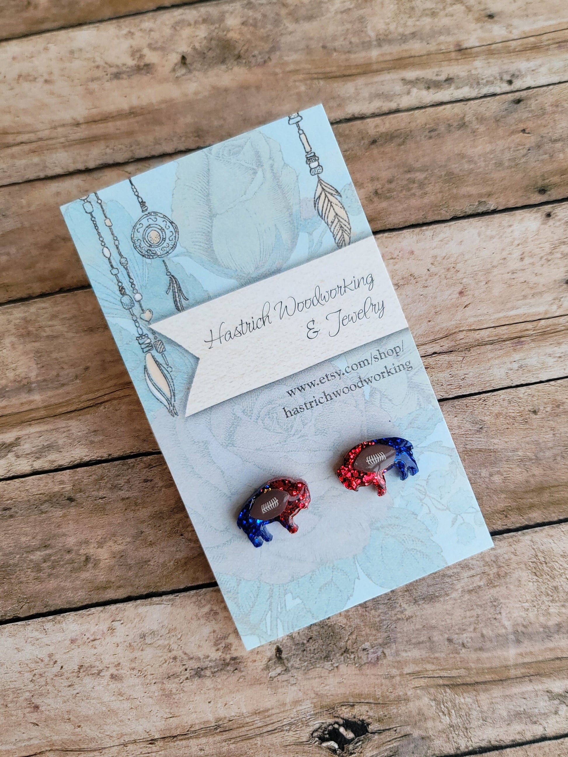 Football Chunky Glitter Buffalo Stud Earrings, Football Buffalo Earrings, Football Buffalo Post Earrings, Fun Earrings, Buffalo Jewelry