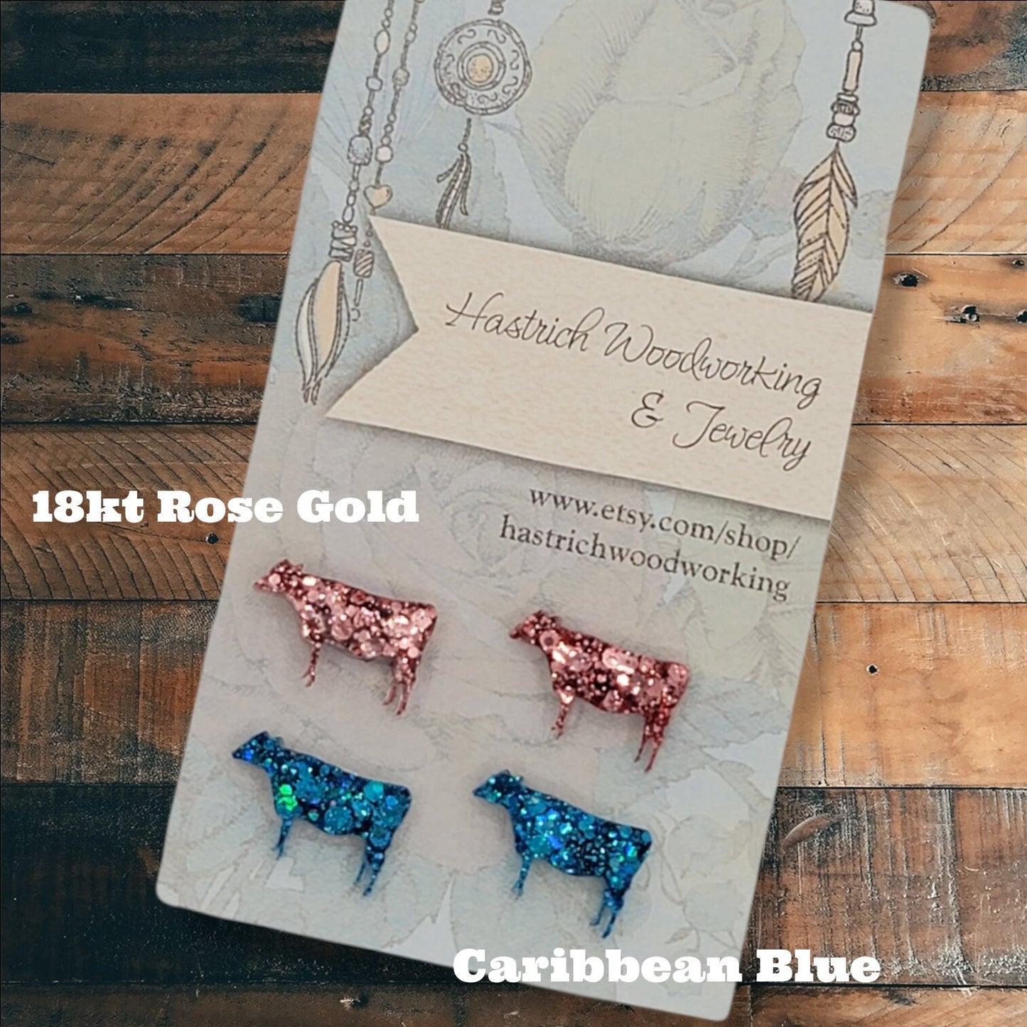 Chunky Glitter Cow Stud Earrings, Cow Earrings, Heifer Stud Earrings Heifer Earrings, Fun Earrings, Cow Jewelry