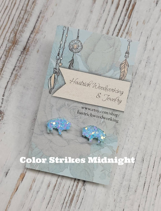 SPRING Chunky Glitter Buffalo Stud Earrings, Buffalo Earrings, Buffalo Post Earrings, Fun Earrings, Buffalo Jewelry LIMITED EDITION!!