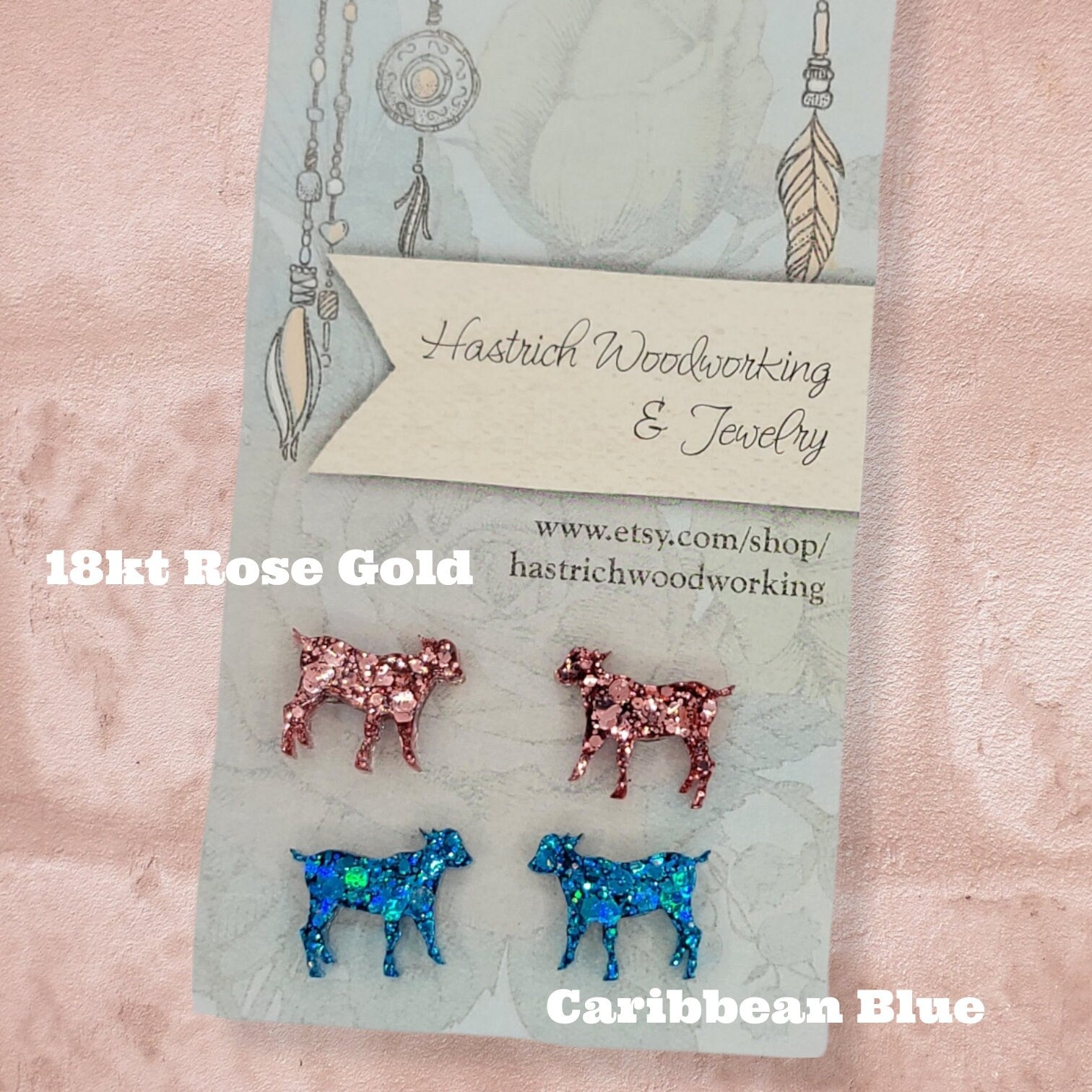 Chunky Glitter Baby Goat Stud Earrings, Baby Goat Earrings, Fun Earrings, Baby Goat Jewelry, Goat Lover Gift