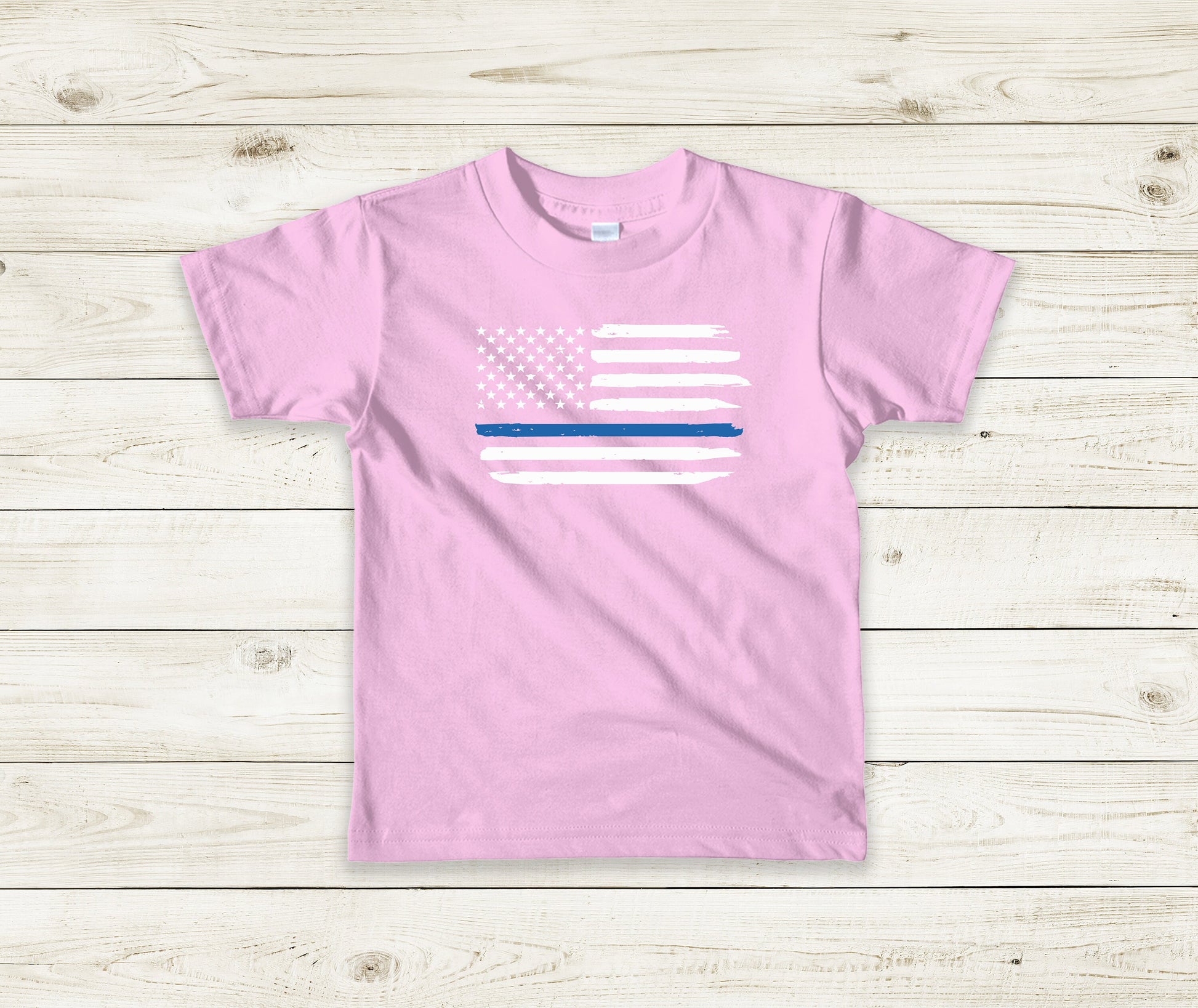 Thin Blue Line Toddler Tee Kid's Tee T-Shirt - Law Enforcement - Police Flag - American Flag - Blue Line Flag - Police