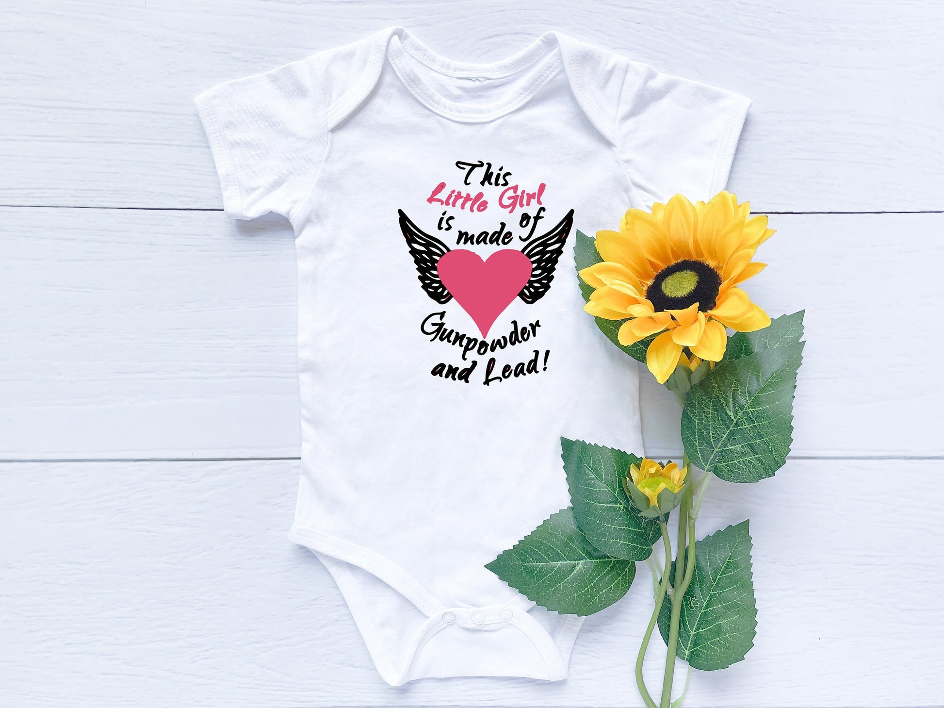 Little Girl is Made of Gunpowder and Lead Baby Creeper Country Baby Girl Shower Gift Clothing Gunpowder and Lead Creeper