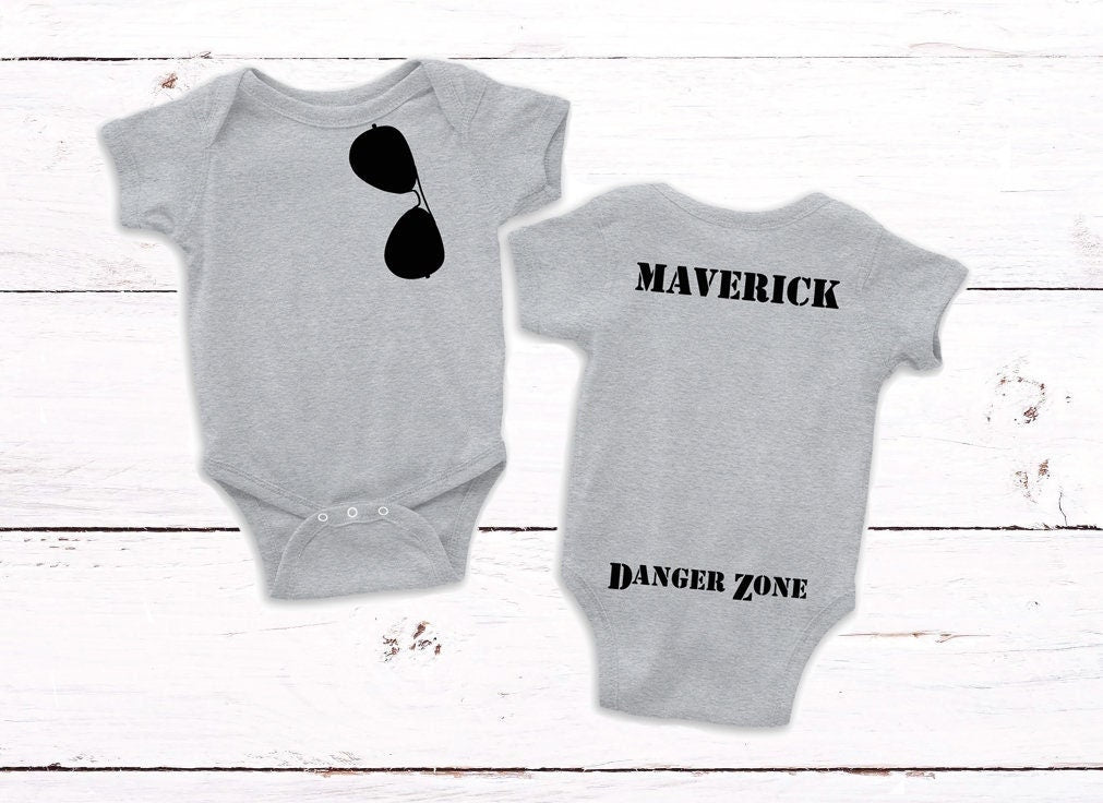 Aviator Sunglasses Baby Creeper Grey or Pink - Top Gun Creeper - Danger Zone Creeper - Maverick - Goose - Iceman - CUSTOM Bodysuit