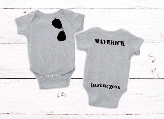 Aviator Sunglasses Baby Creeper Grey or Pink - Top Gun Creeper - Danger Zone Creeper - Maverick - Goose - Iceman - CUSTOM Bodysuit