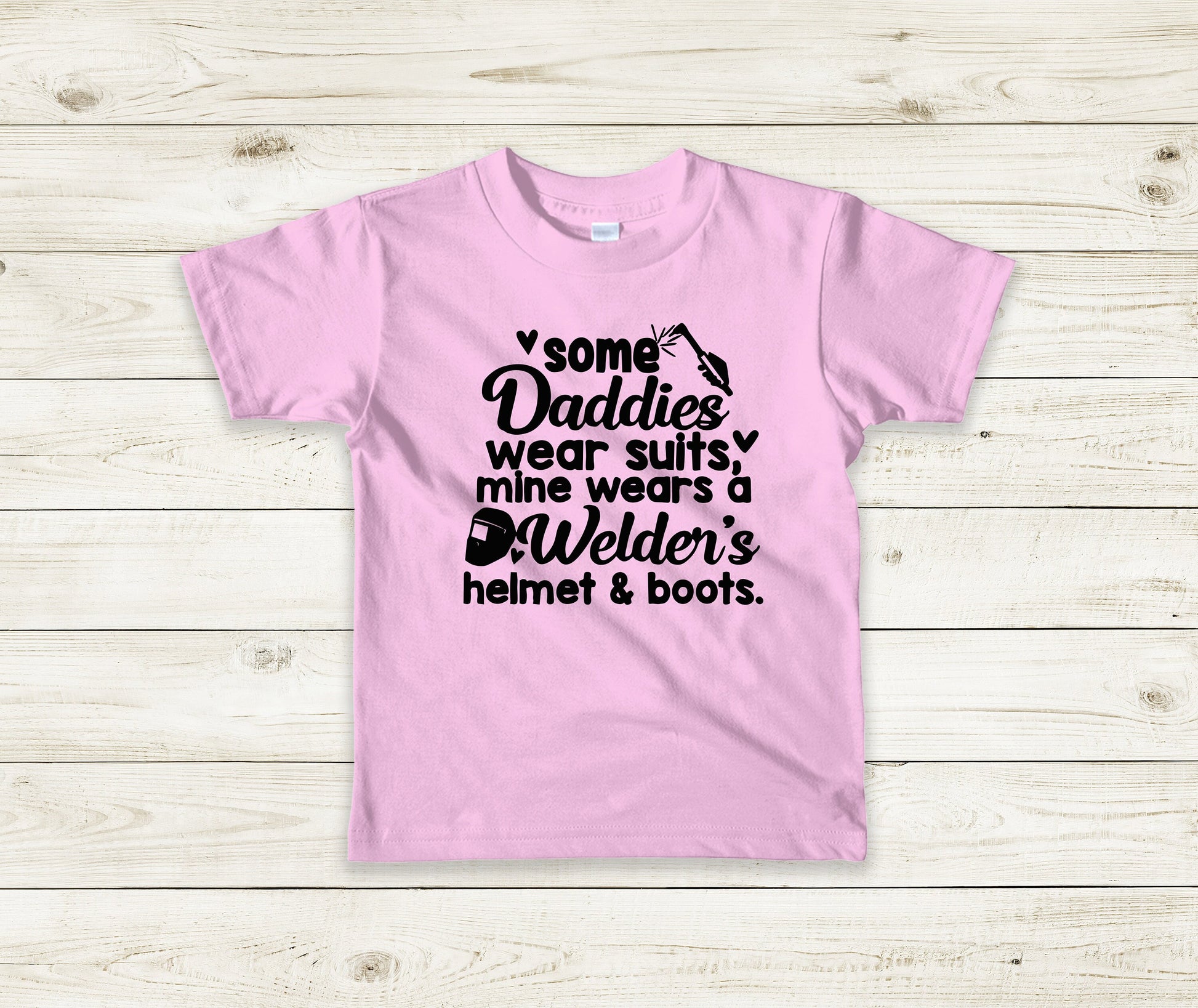My Daddy's a Welder Toddler Tee Welder Kid's Tee T-Shirt - Welder - My Daddy Wears a Welders Helmet -Welder Love -Welder Gifts PINK or GREY