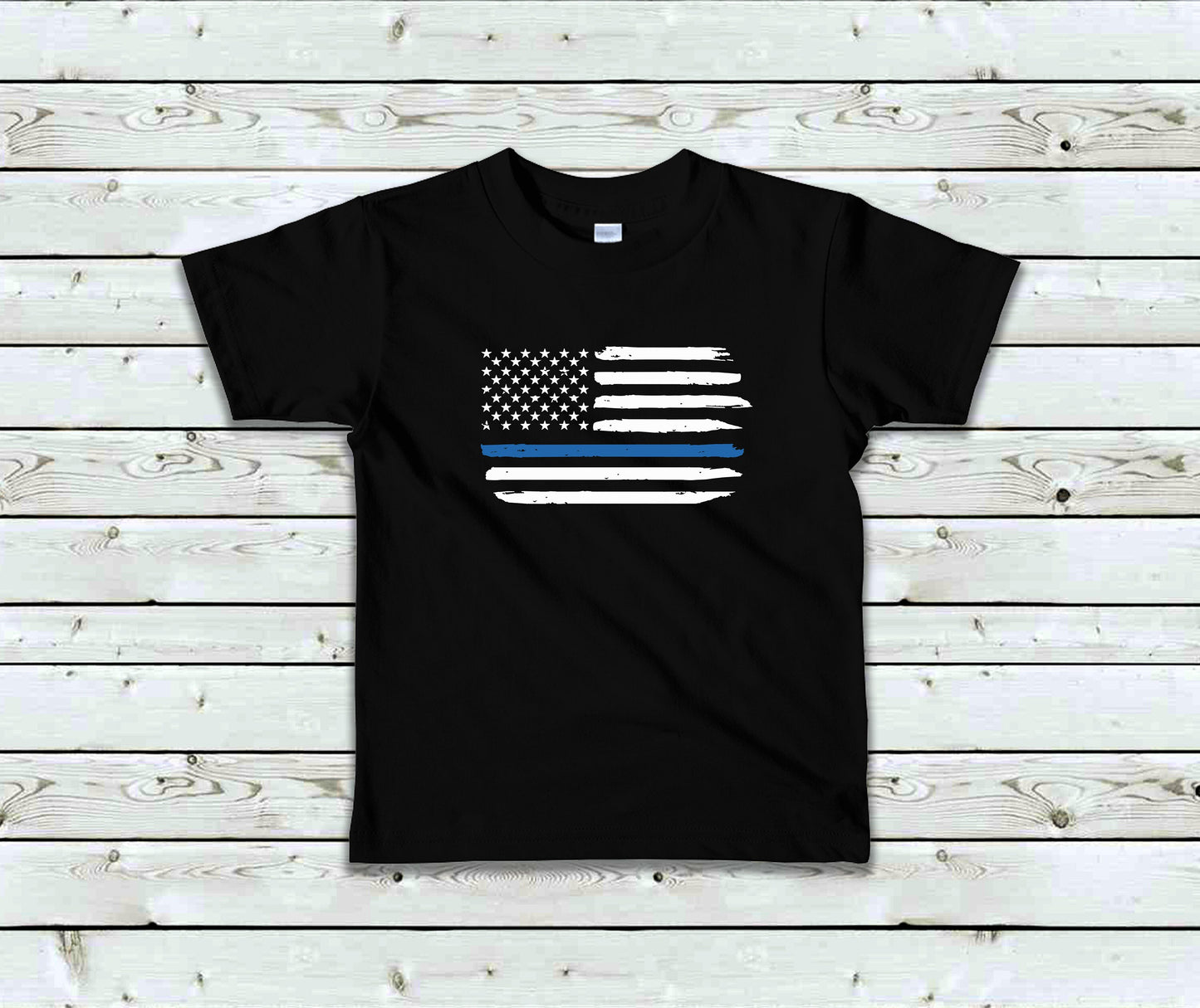 Thin Blue Line Toddler Tee Kid's Tee T-Shirt - Law Enforcement - Police Flag - American Flag - Blue Line Flag - Police