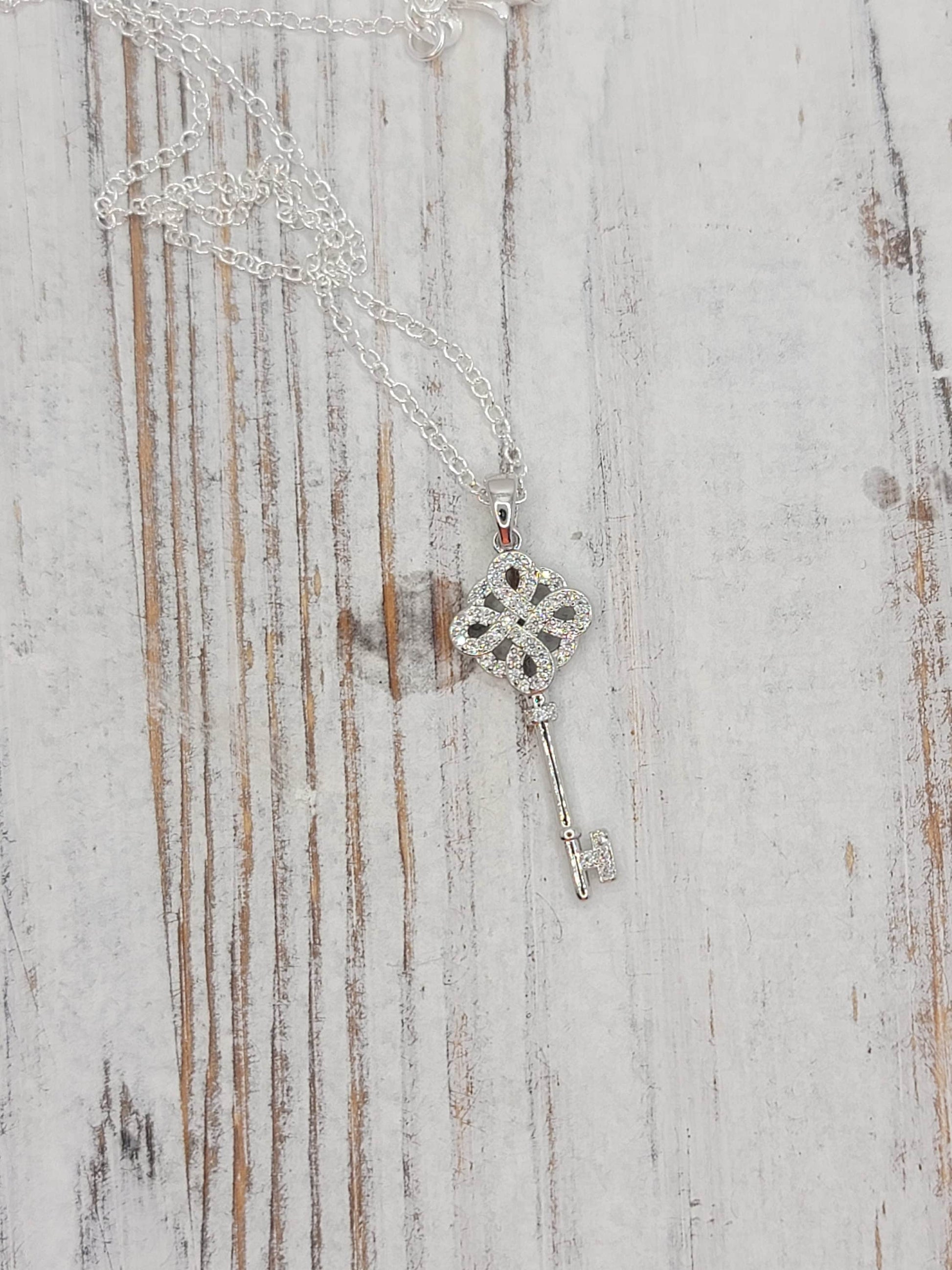 Silver Skeleton Key Necklace