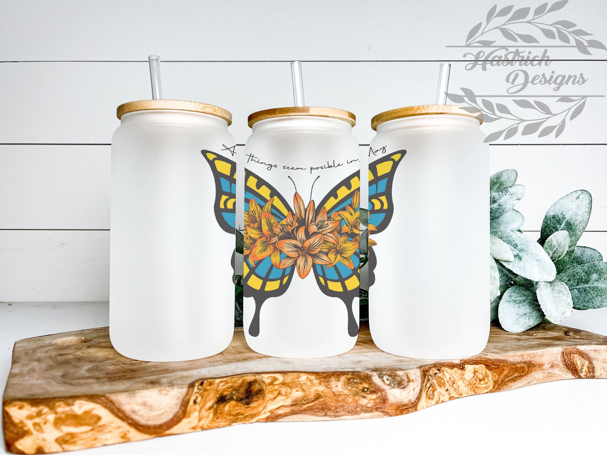 Butterfly Birth Month Cup Iced Coffee Cup Glass, Beer Can Glass, Birth Month Coffee Cup, Glass Cup Coffee Can Beer, Gifts for Her