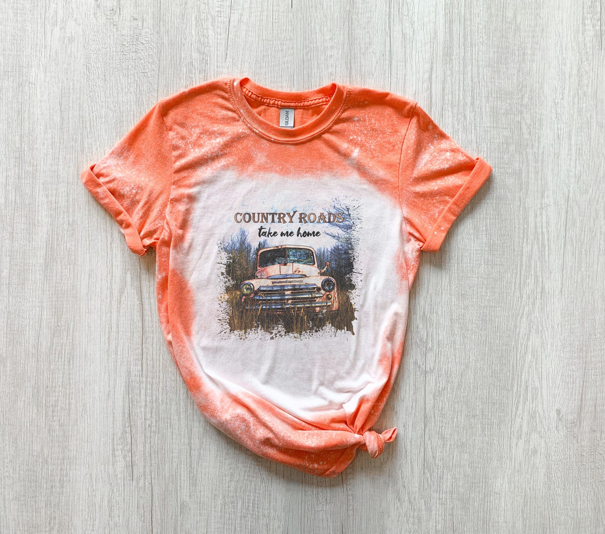 Country Roads Shirt Tee, Country Roads Bleached Tee Bleached Shirt