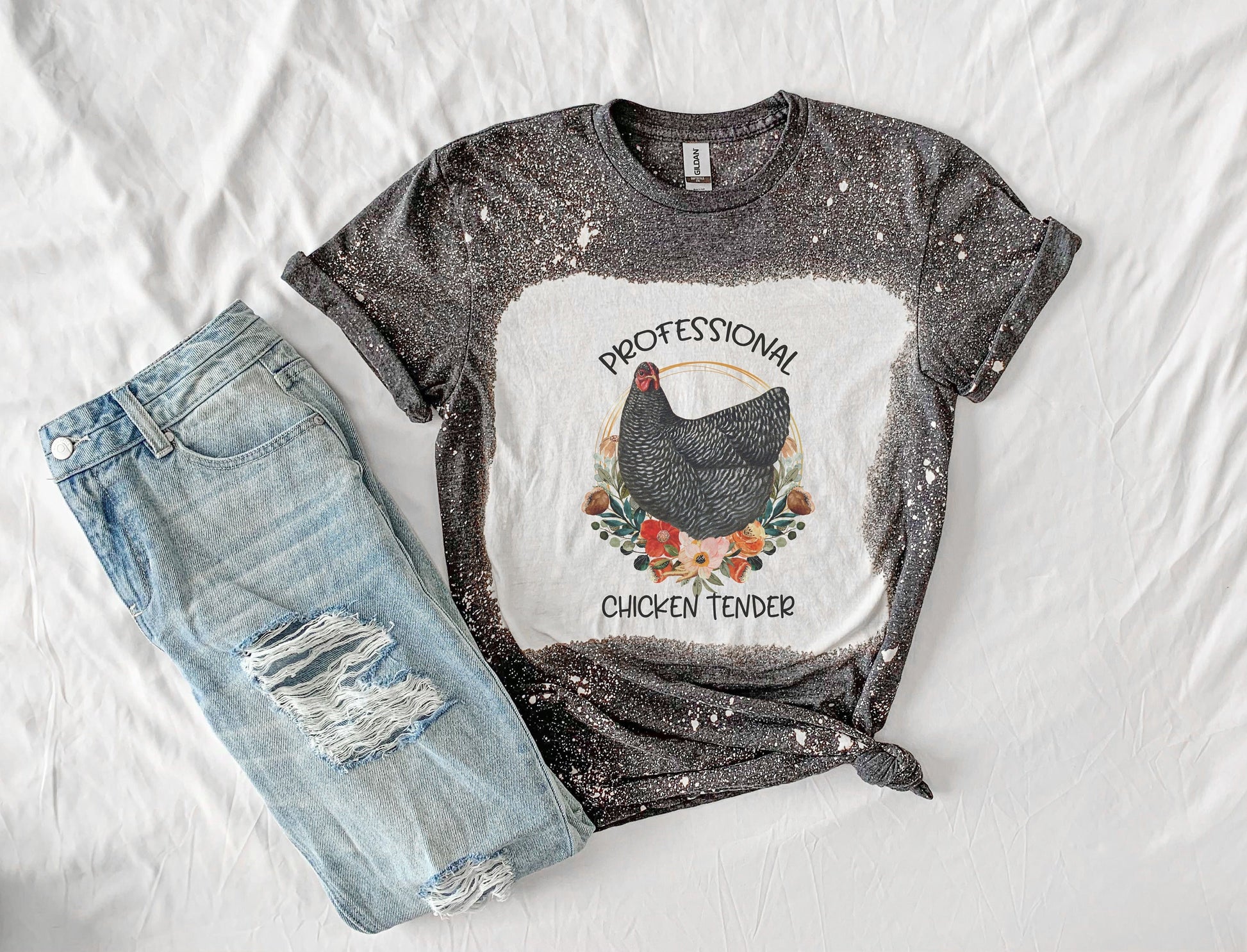 Professional Chicken Tender Shirt Tee, Chicken Bleached Tee, Country Bleached Shirt, Chicken Shirt Tee