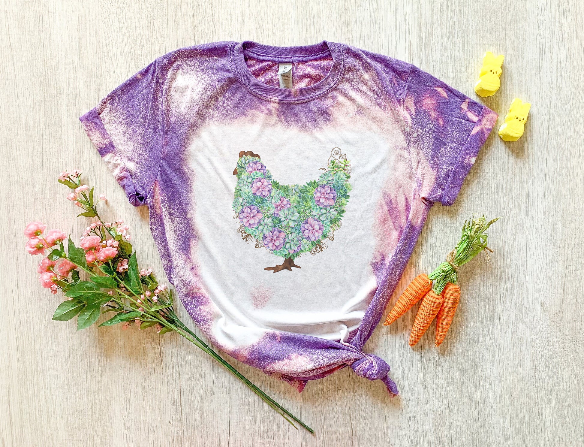 Succulent Chicken Shirt Tee, Easter Chicken Bleached Tee, Country Bleached Shirt, Chicken Shirt Tee