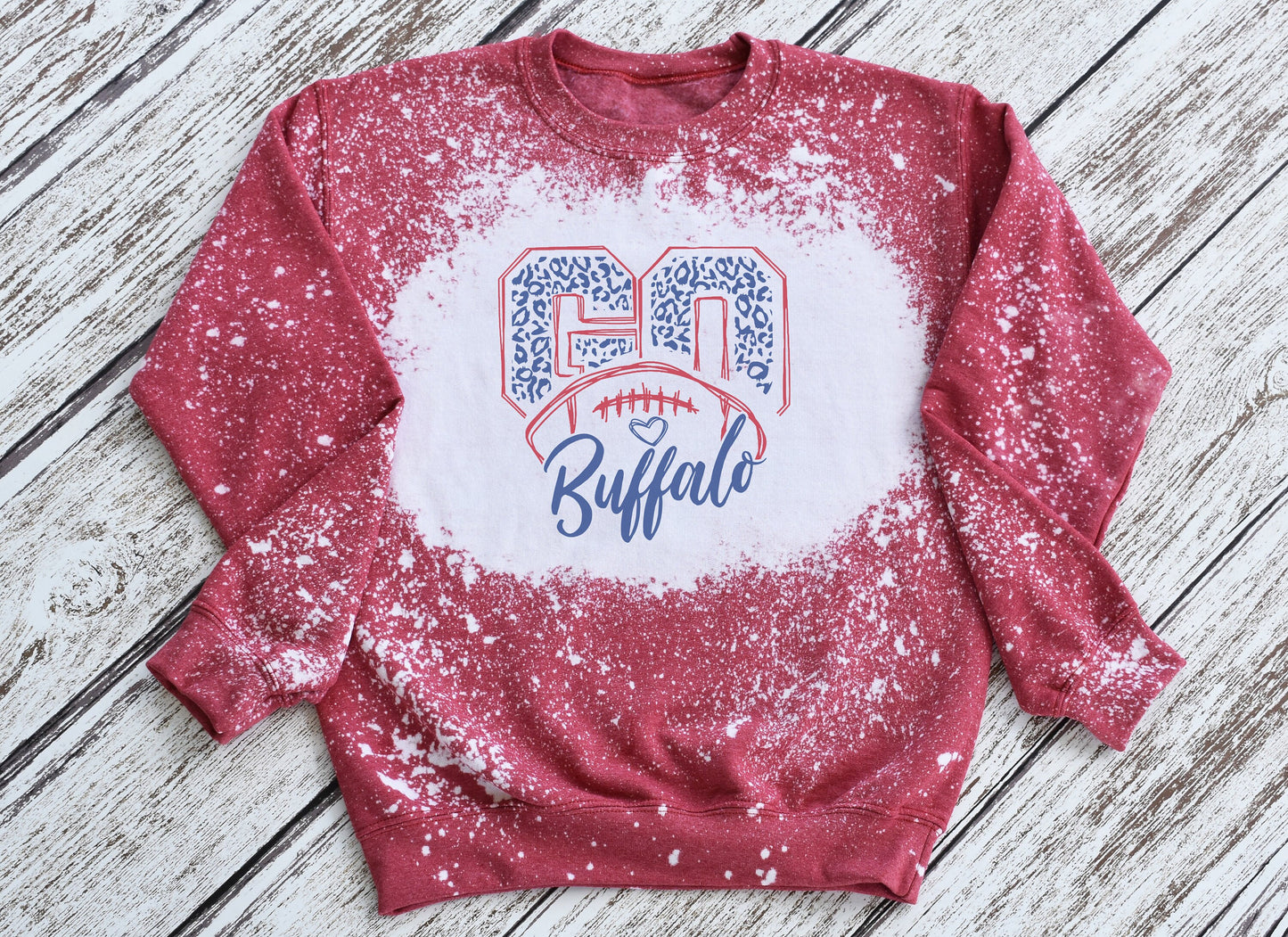 Go Buffalo Sweatshirt, Go Buffalo Bleached Crewneck Sweatshirt