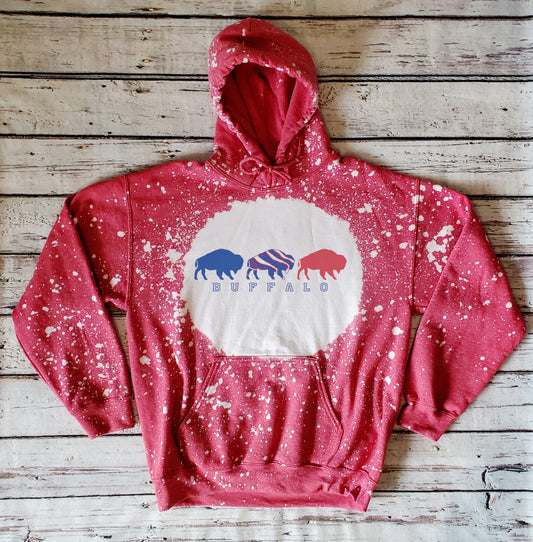 Buffalo Hooded Sweatshirt, Buffalo Bleached Hoodie Hoody