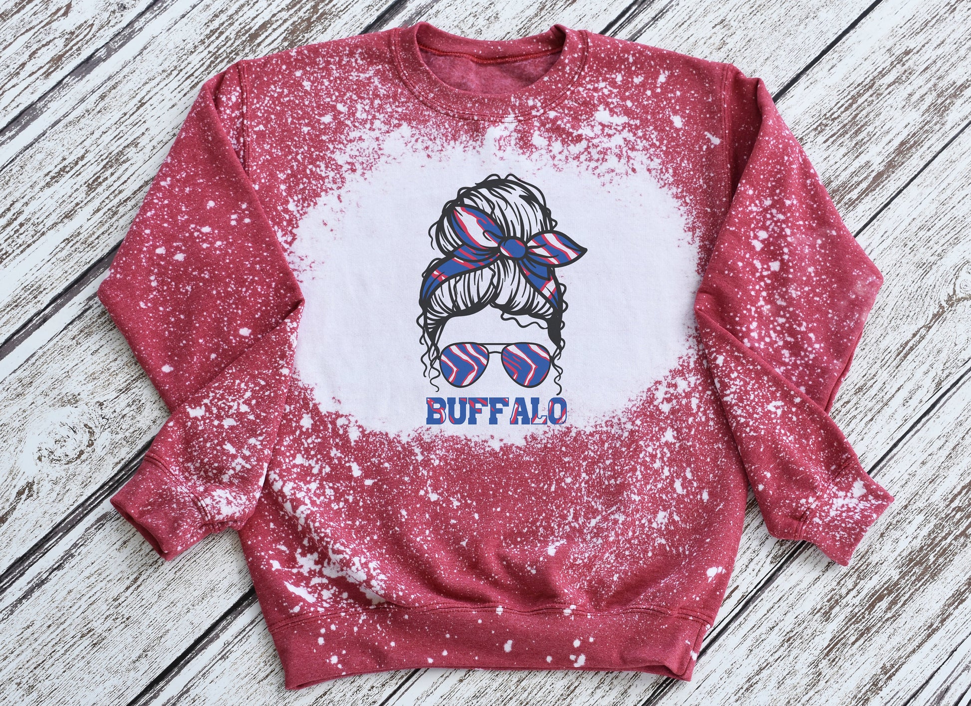 Buffalo Girl Crewneck Sweatshirt, Buffalo Bleached Sweatshirt