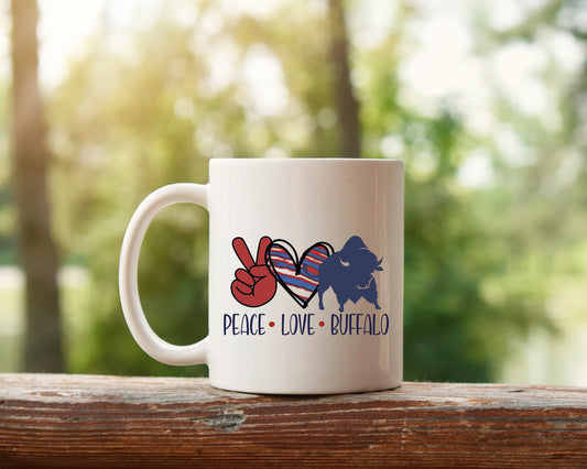 Peace Love Buffalo Mug Coffee Cup, Buffalo Coffee Mug, Buffalo Coffee Cup