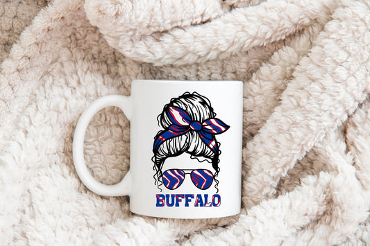 Buffalo Mug Coffee Cup, Buffalo Coffee Mug, Buffalo Messy Bun Coffee Cup