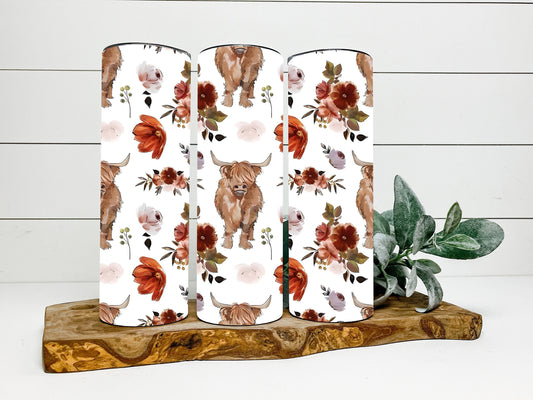 Highland Cow Tumbler, Highland Cow Skinny Tumbler, Cow Tumbler