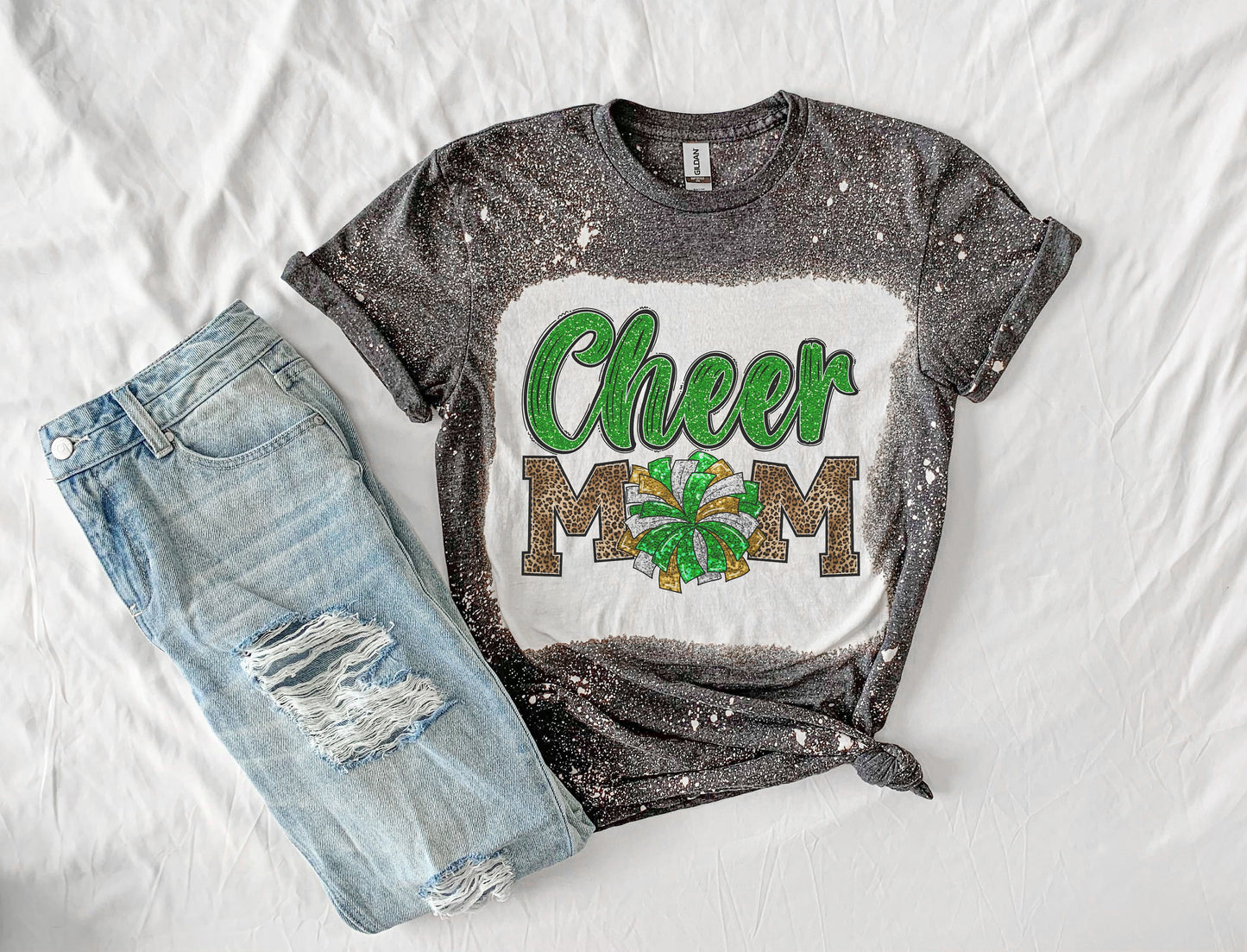 Cheer Mom Bleach Shirt, Cheerleading Bleached T Shirt, Cheerleading Bleach Tees for Woman, Color Options!!