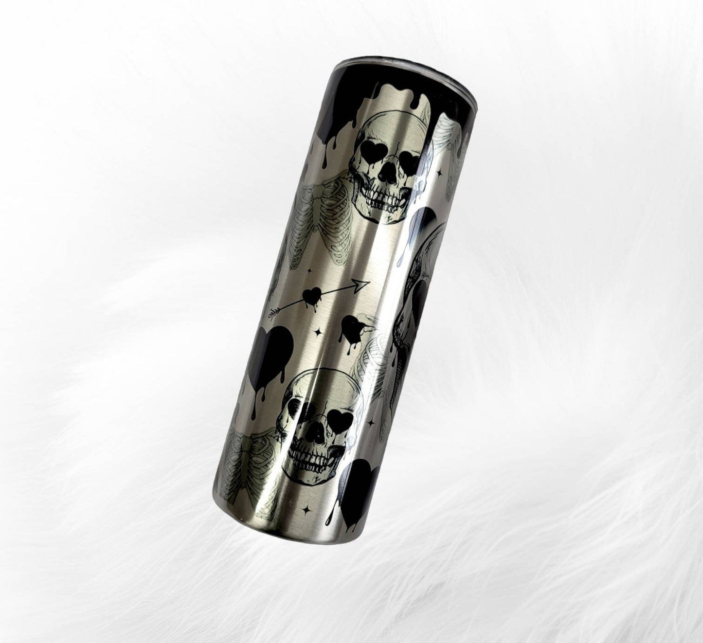 Skull Tumbler, Skull Skinny Tumbler, Valentines Day Tumbler Skelton Tumbler