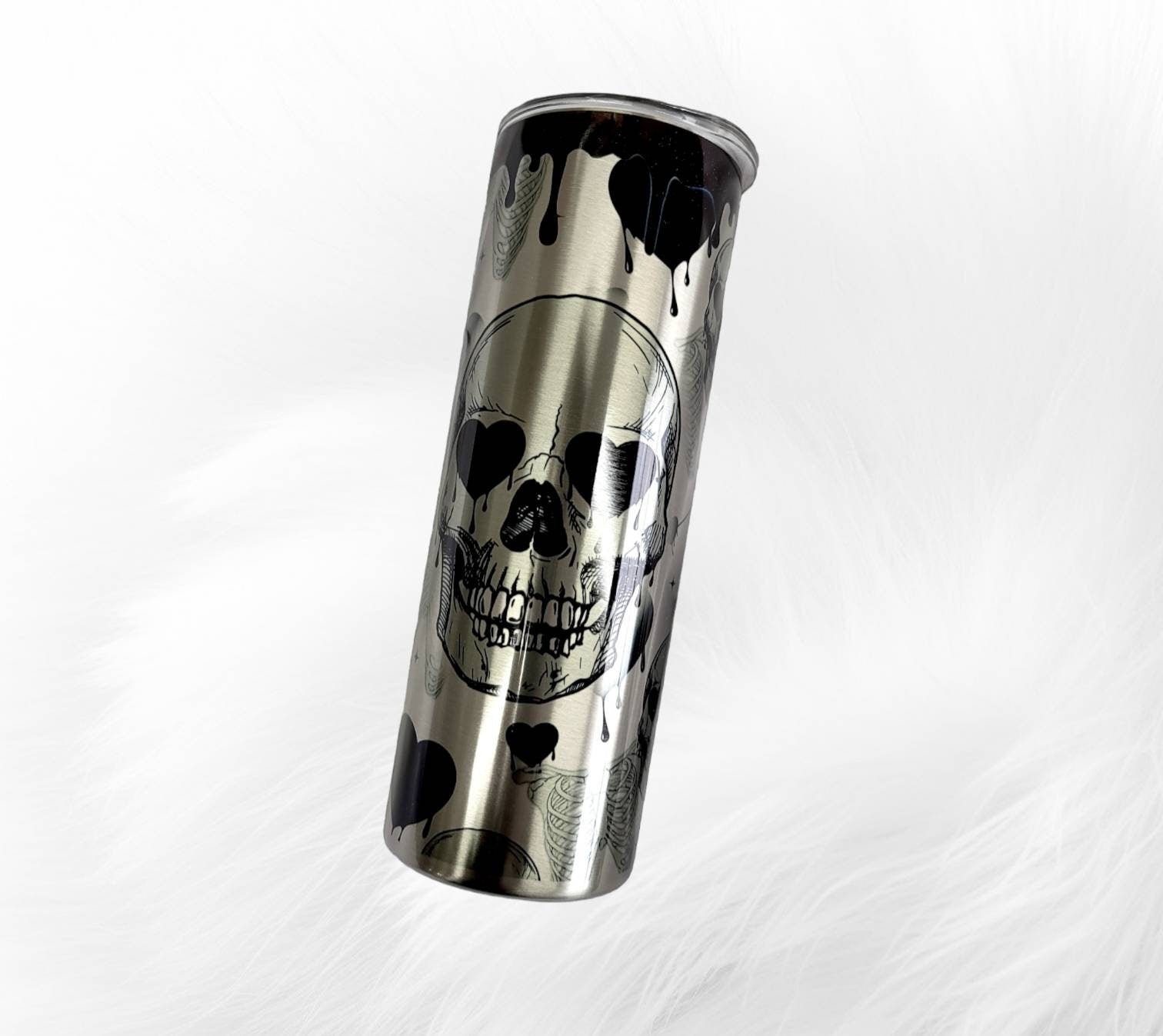 Skull Tumbler, Skull Skinny Tumbler, Valentines Day Tumbler Skelton Tumbler